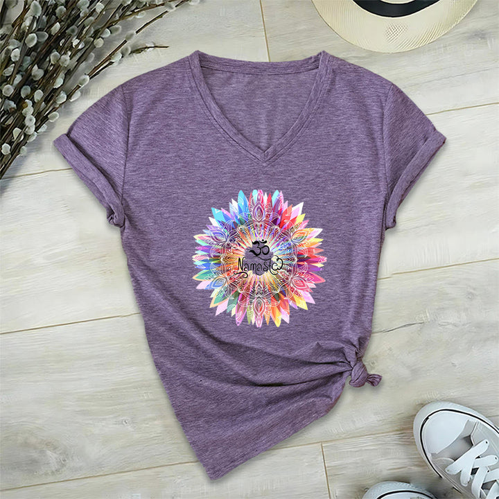 Olivenorma Zen Inspired Mandala Om Namaste V-Neck T-Shirt - image 38