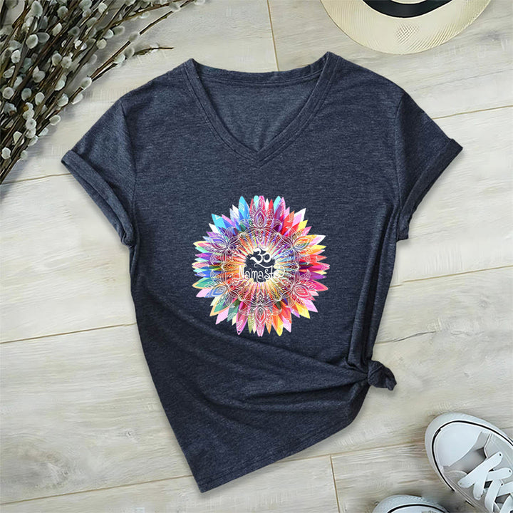 Olivenorma Zen Inspired Mandala Om Namaste V-Neck T-Shirt - image 20