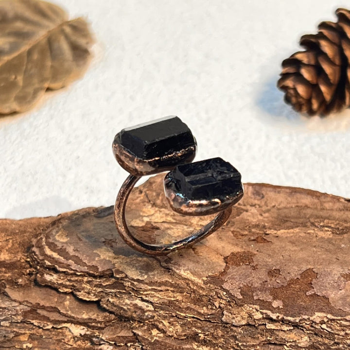 FREE Today: Natural Irregular Labradorite Kyanite Black Tourmaline Open Ring - Black Tourmaline - image 11