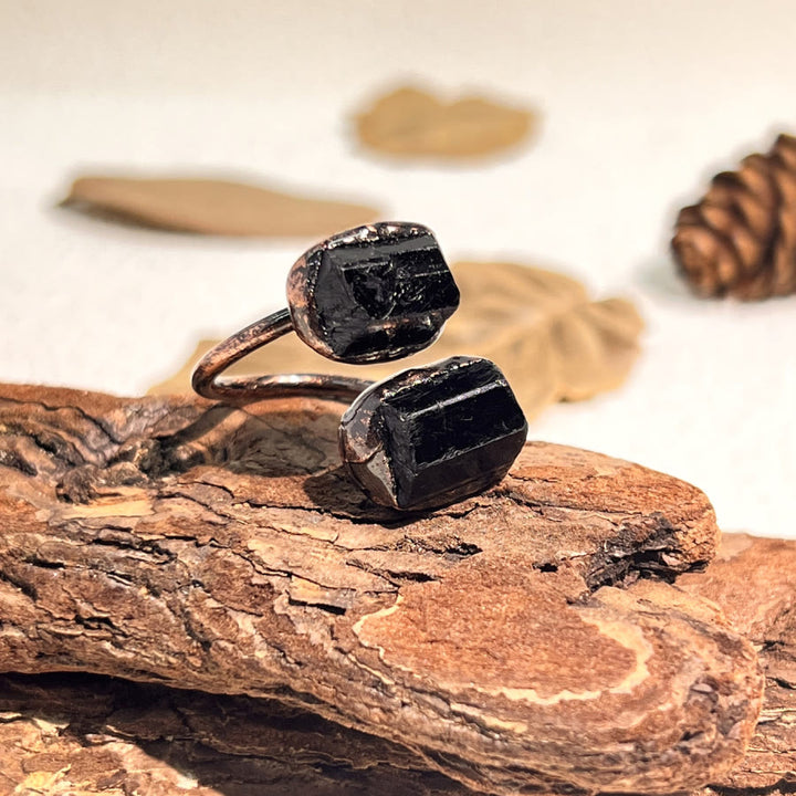 FREE Today: Natural Irregular Labradorite Kyanite Black Tourmaline Open Ring - image 12