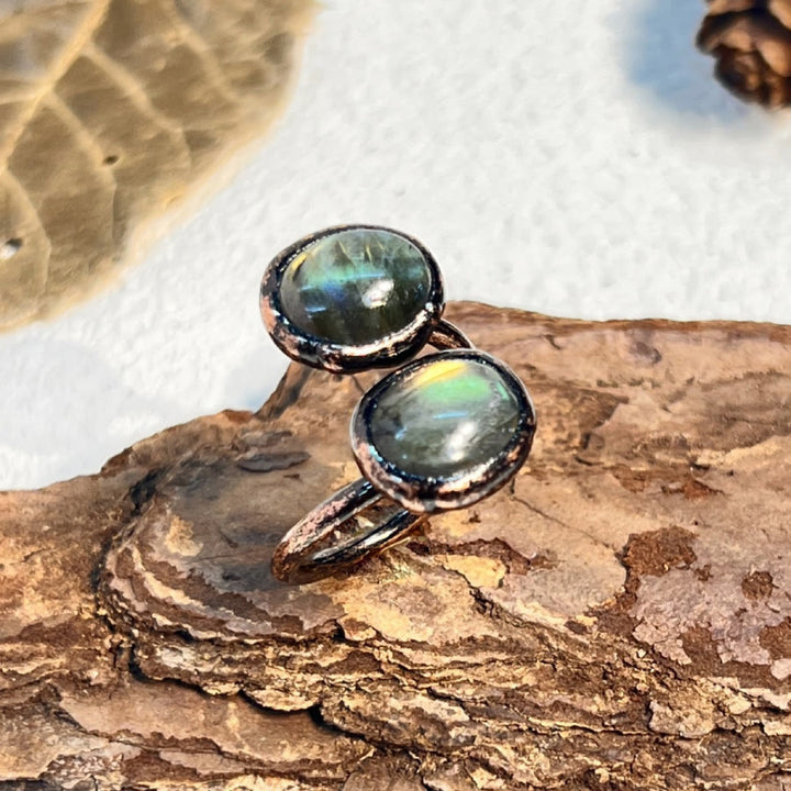 FREE Today: Natural Irregular Labradorite Kyanite Black Tourmaline Open Ring - Labradorite - image 7