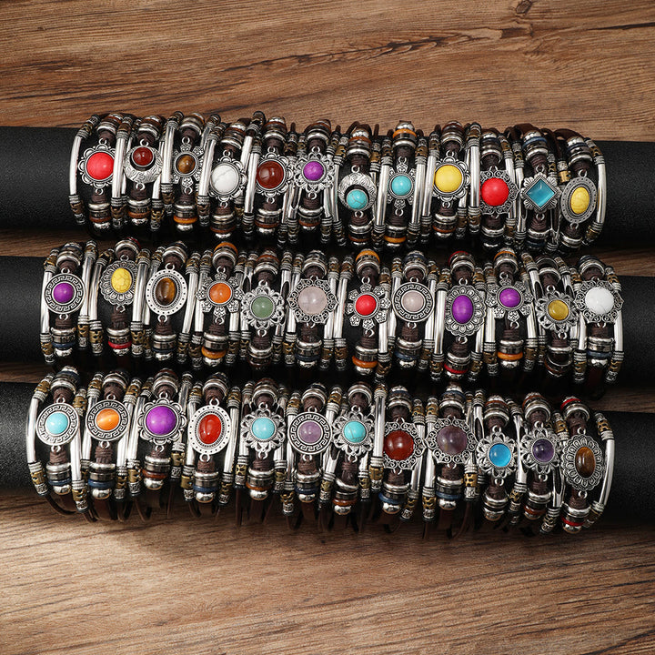 FREE Today: Natural Multi-colored Turquoise Stainless Steel Leather Bracelet - image 49