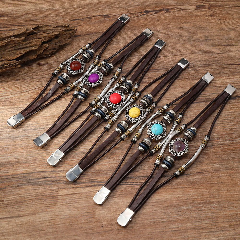 FREE Today: Natural Multi-colored Turquoise Stainless Steel Leather Bracelet - image 35