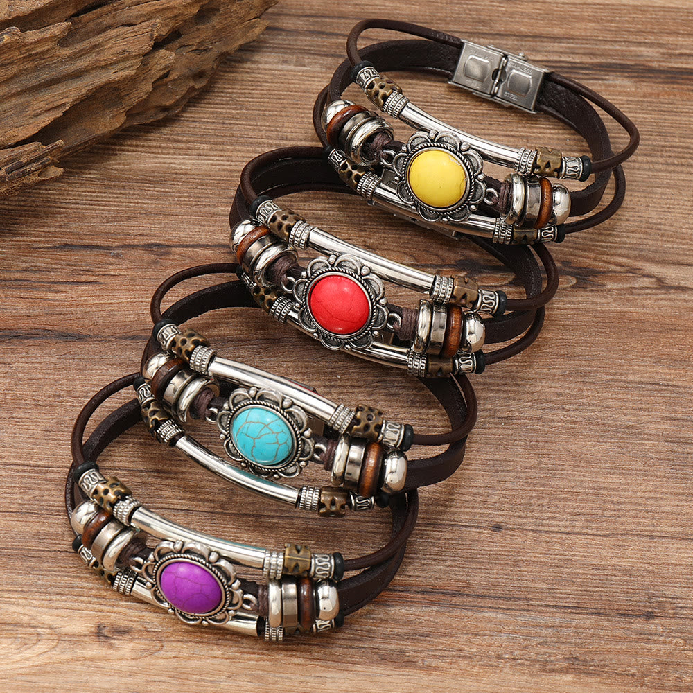FREE Today: Natural Multi-colored Turquoise Stainless Steel Leather Bracelet - image 42
