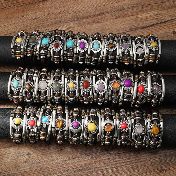 FREE Today: Natural Multi-colored Turquoise Stainless Steel Leather Bracelet - image 48