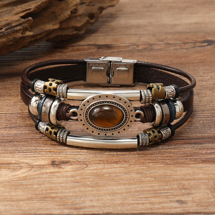 FREE Today: Natural Multi-colored Turquoise Stainless Steel Leather Bracelet - Tiger Eye - Style 3 - image 26
