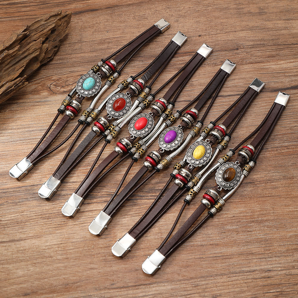 FREE Today: Natural Multi-colored Turquoise Stainless Steel Leather Bracelet - image 36