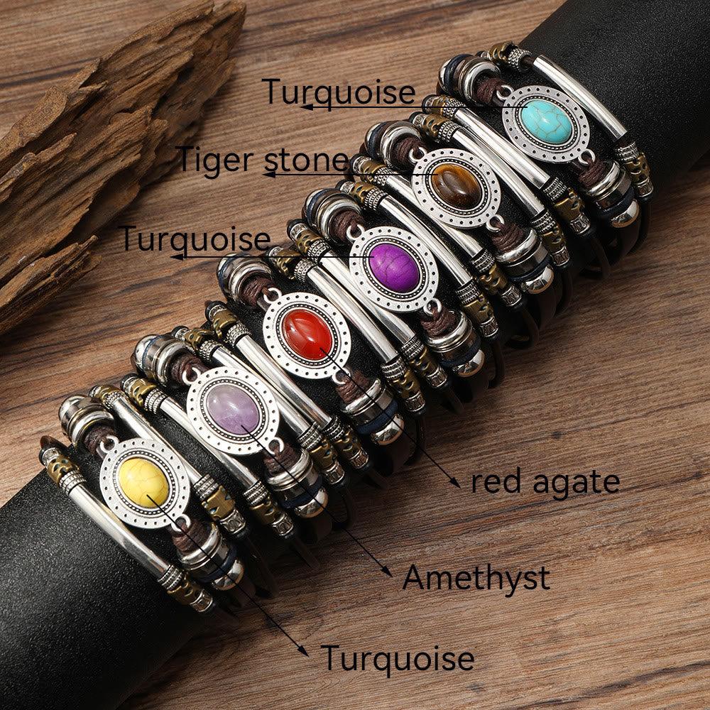 FREE Today: Natural Multi-colored Turquoise Stainless Steel Leather Bracelet - image 43