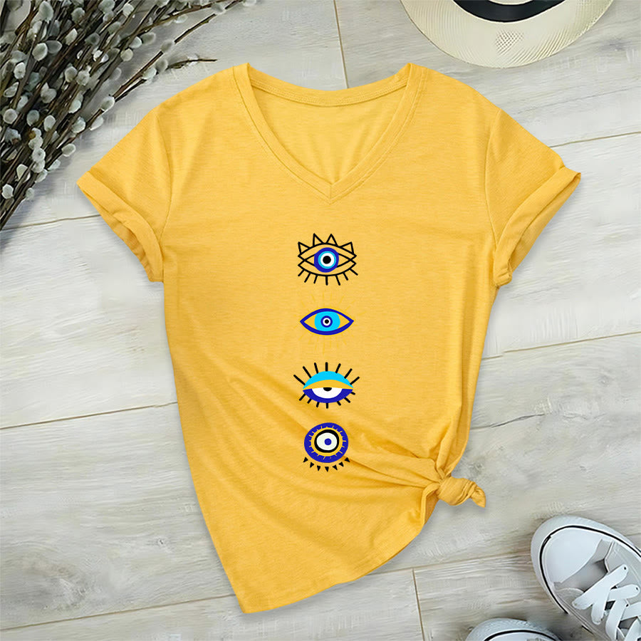 Olivenorma Evil Eye Collection Print Yoga V-Neck T-Shirt - Yellow - 2XL - image 30