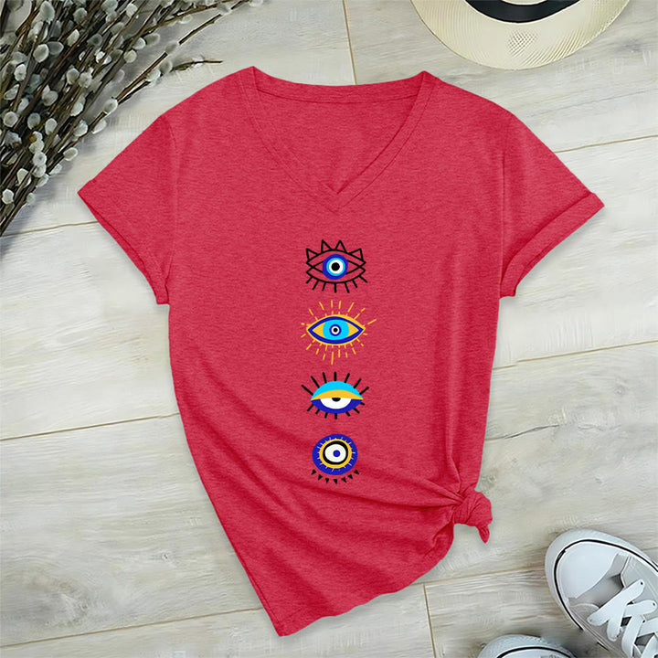 Olivenorma Evil Eye Collection Print Yoga V-Neck T-Shirt - Red - 2XL - image 27