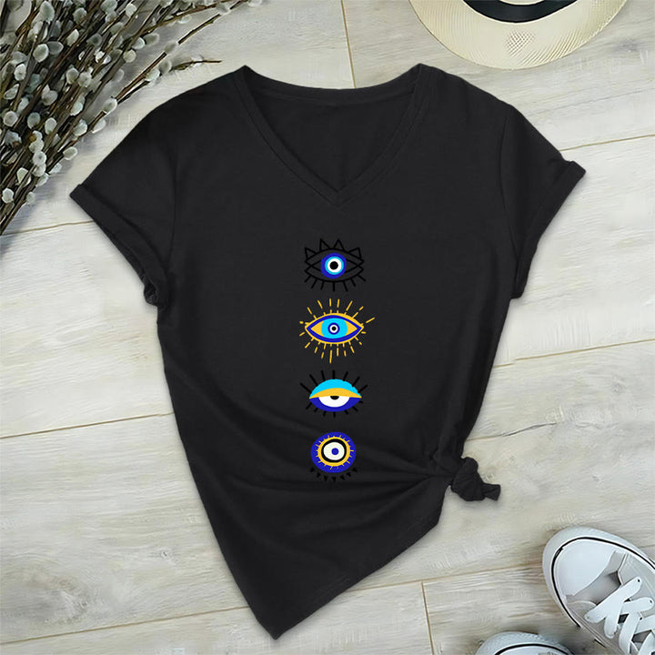 Olivenorma Evil Eye Collection Print Yoga V-Neck T-Shirt - Black - 2XL - image 12