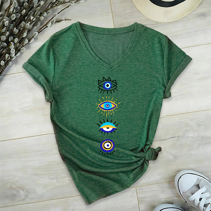 Olivenorma Evil Eye Collection Print Yoga V-Neck T-Shirt - Dark Green - 2XL - image 21