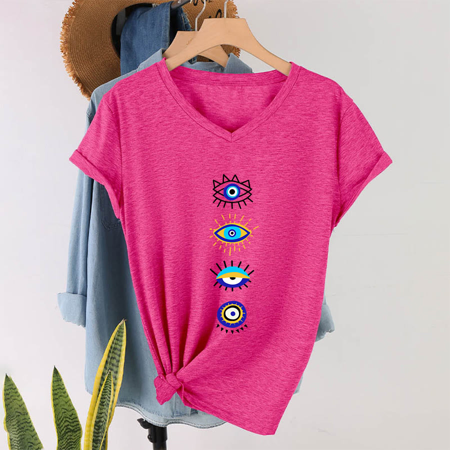 Olivenorma Evil Eye Collection Print Yoga V-Neck T-Shirt - image 34