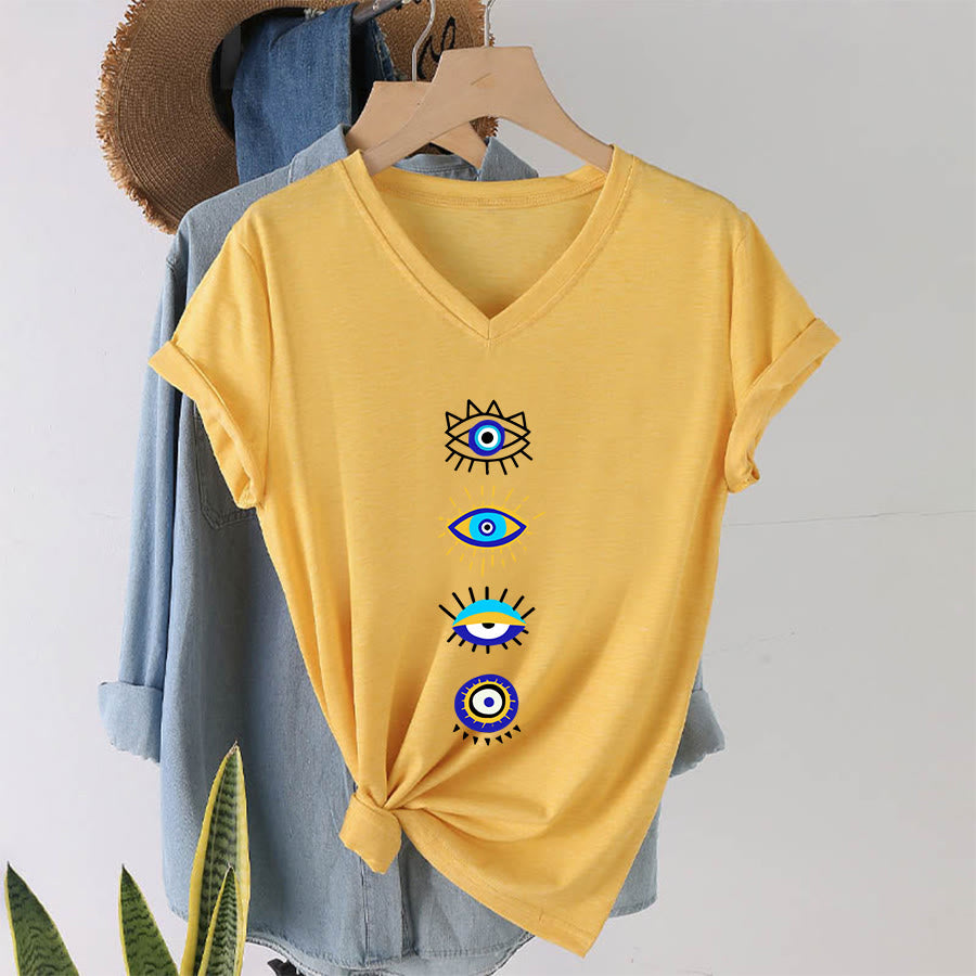 Olivenorma Evil Eye Collection Print Yoga V-Neck T-Shirt - image 31