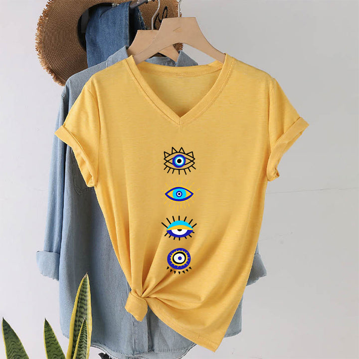 Olivenorma Evil Eye Collection Print Yoga V-Neck T-Shirt - image 31