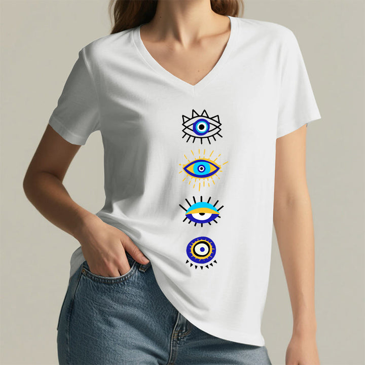 Olivenorma Evil Eye Collection Print Yoga V-Neck T-Shirt - image 2
