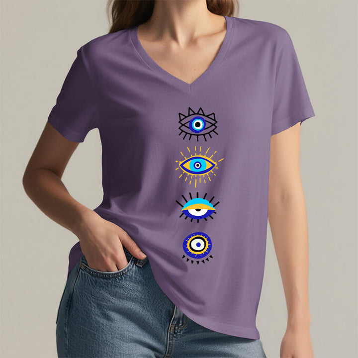 Olivenorma Evil Eye Collection Print Yoga V-Neck T-Shirt - image 38