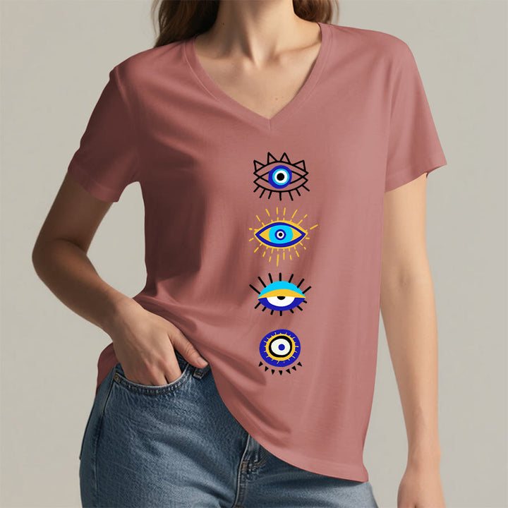 Olivenorma Evil Eye Collection Print Yoga V-Neck T-Shirt - image 8