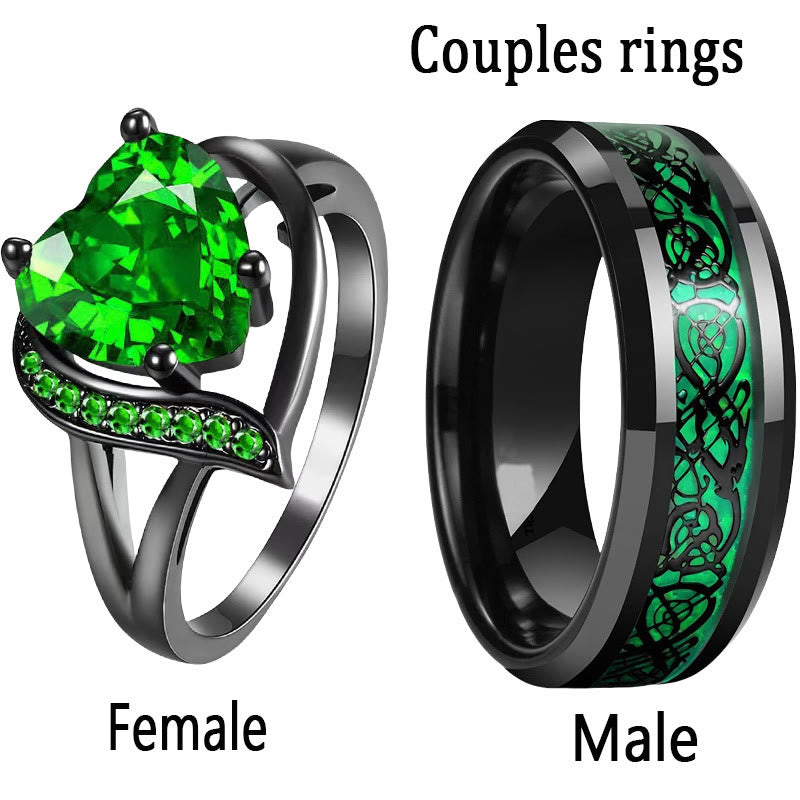 FREE Today: 2Pcs Couple Promise Ring - Green Zircon - Women's Ring - US 12 - image 13