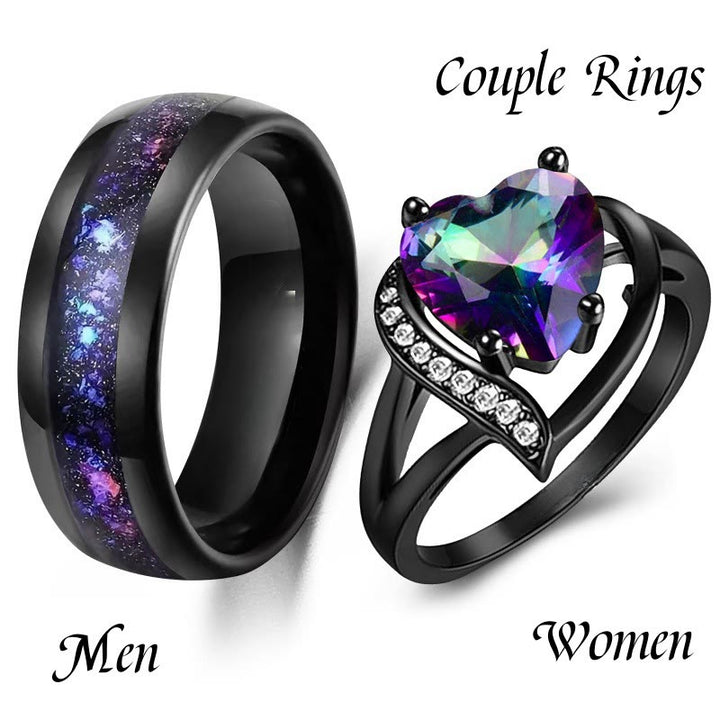 FREE Today: 2Pcs Couple Promise Ring - Synthetic Alexandrite - Women's Ring - US 12 - image 1