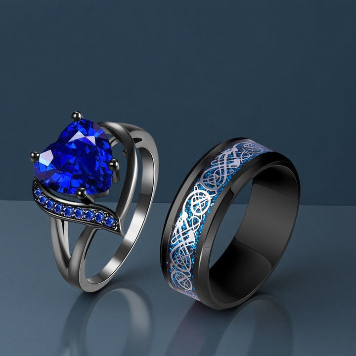 FREE Today: 2Pcs Couple Promise Ring - Blue Zircon - Women's Ring - US 12 - image 7