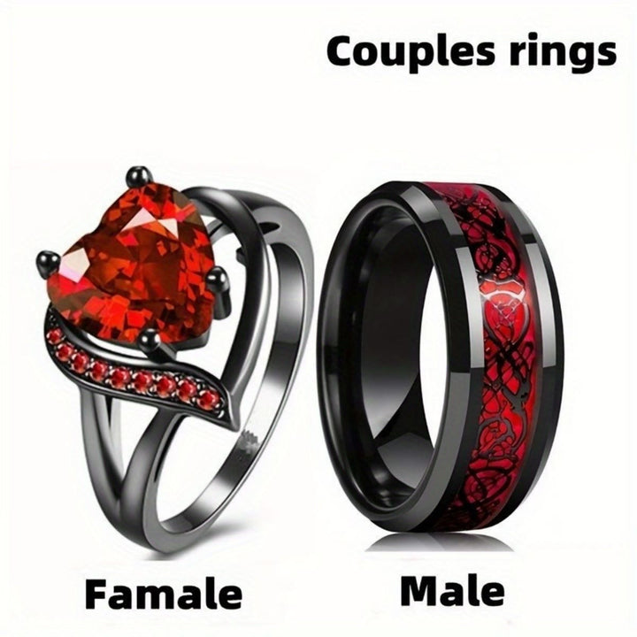 FREE Today: 2Pcs Couple Promise Ring - Red Zircon - Women's Ring - US 12 - image 10
