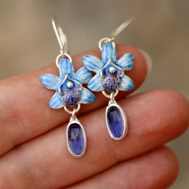 FREE Today: Flower Blue Doritis Orchid Phalaenopsis Pulcherrima Earrings - image 2
