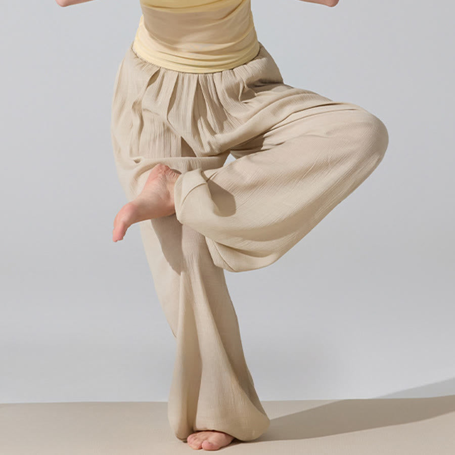 Olivenorma High Waist Elastic Waistband Crinkle Texture Loose Harem Yoga Women's Pants - image 2