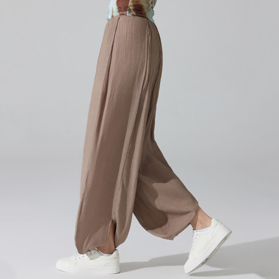 Olivenorma High Waist Elastic Waistband Crinkle Texture Loose Harem Yoga Women's Pants - image 18