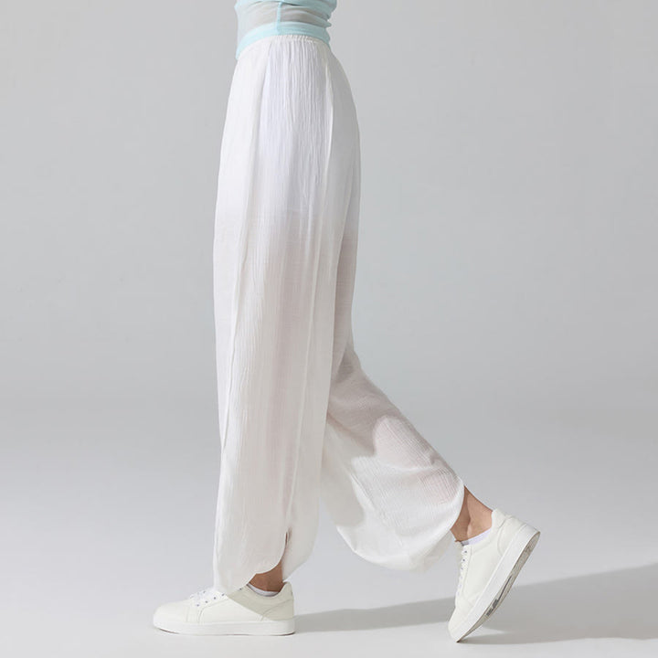 Olivenorma High Waist Elastic Waistband Crinkle Texture Loose Harem Yoga Women's Pants - image 7