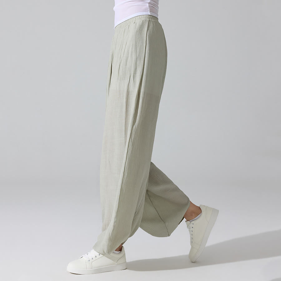 Olivenorma High Waist Elastic Waistband Crinkle Texture Loose Harem Yoga Women's Pants - image 12