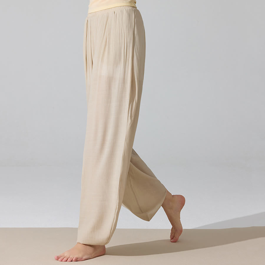 Olivenorma High Waist Elastic Waistband Crinkle Texture Loose Harem Yoga Women's Pants - image 3