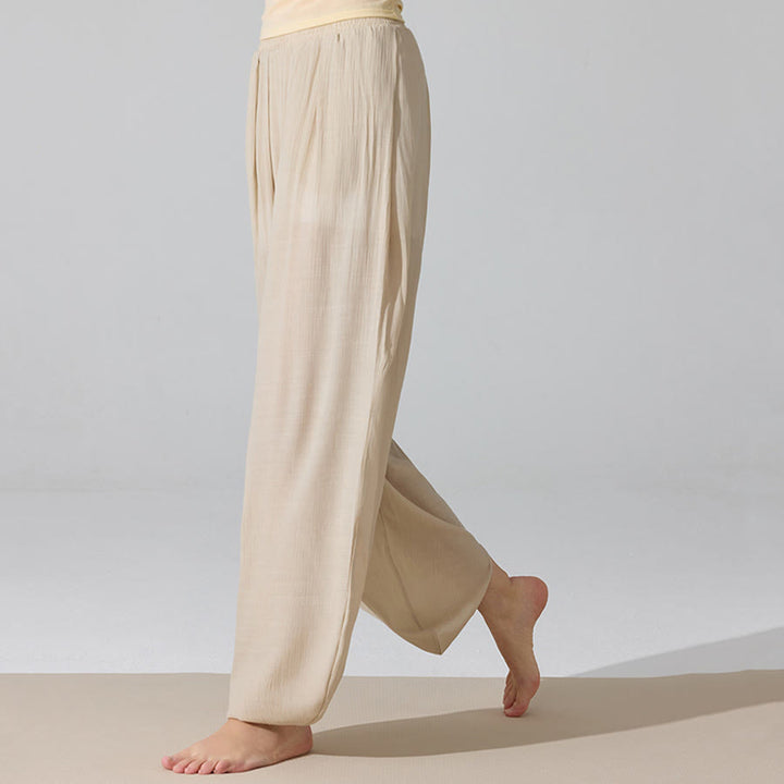 Olivenorma High Waist Elastic Waistband Crinkle Texture Loose Harem Yoga Women's Pants - image 3