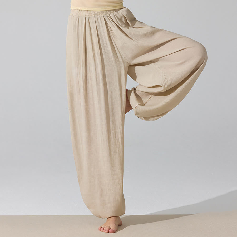 Olivenorma High Waist Elastic Waistband Crinkle Texture Loose Harem Yoga Women's Pants - image 0