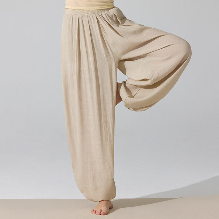 Olivenorma High Waist Elastic Waistband Crinkle Texture Loose Harem Yoga Women's Pants - image 0