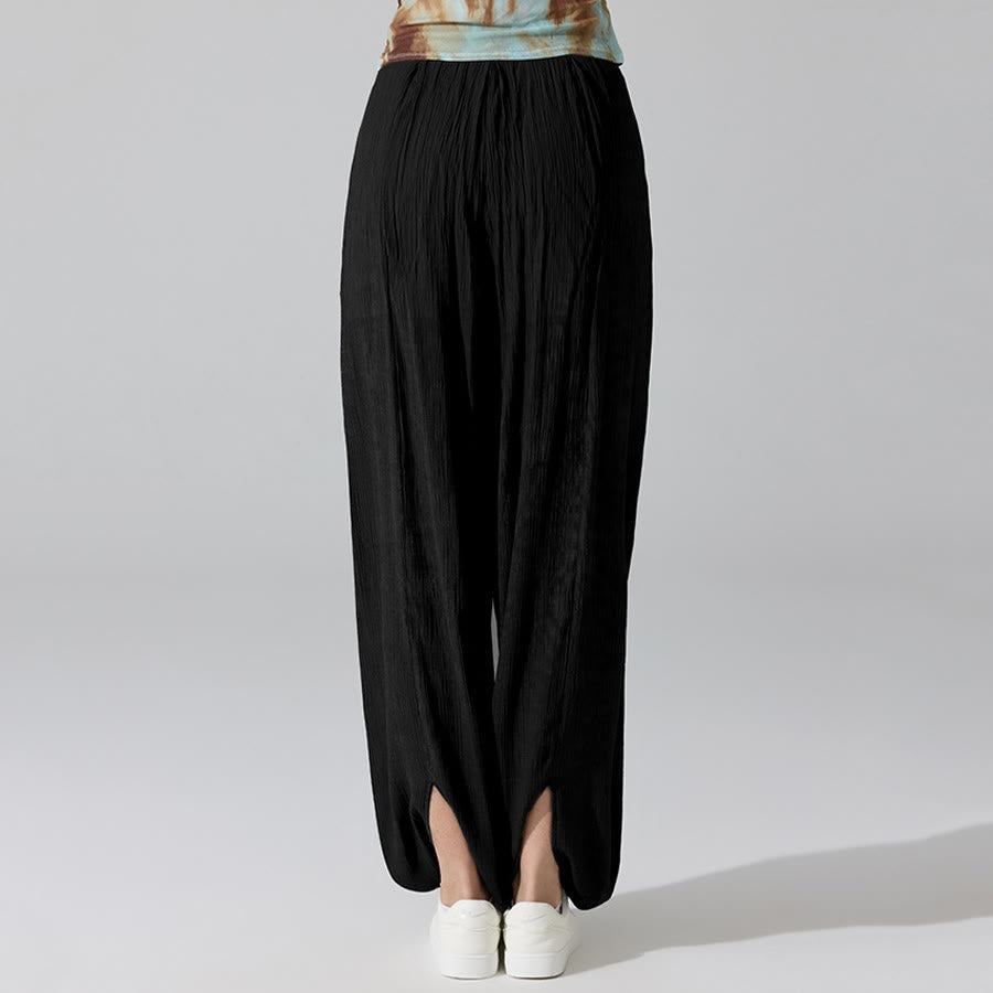 Olivenorma High Waist Elastic Waistband Crinkle Texture Loose Harem Yoga Women's Pants - image 10