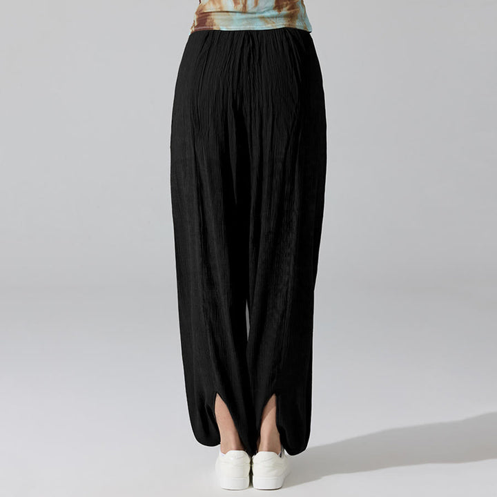 Olivenorma High Waist Elastic Waistband Crinkle Texture Loose Harem Yoga Women's Pants - image 10