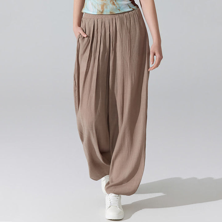 Olivenorma High Waist Elastic Waistband Crinkle Texture Loose Harem Yoga Women's Pants - image 19