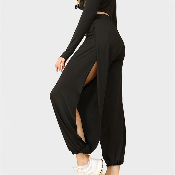 Olivenorma High Waist Double Side Cutout Slit Jogger Soft Women's Yoga Pants - Black - XXL - image 1