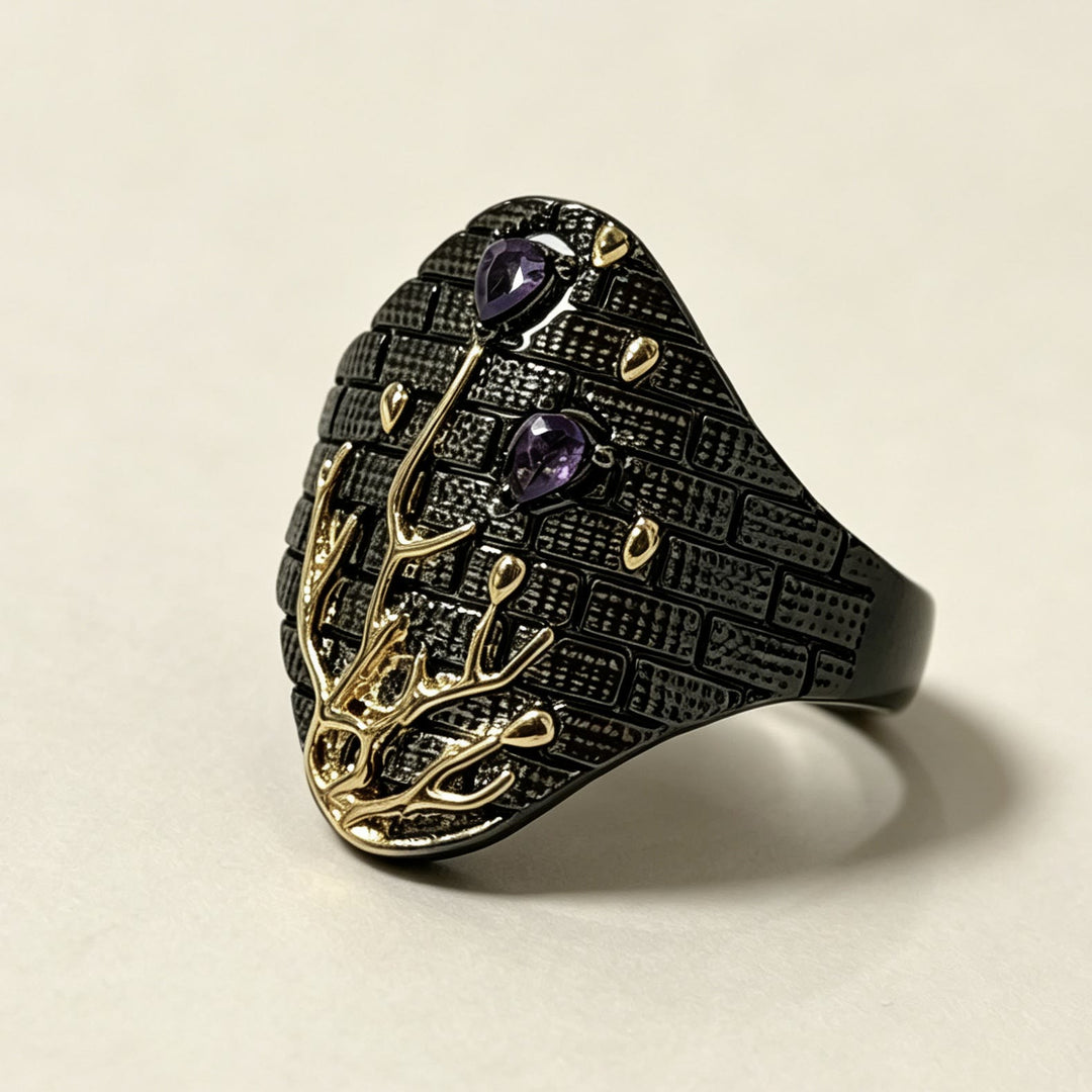 FREE Today: Coral Branch and Amethyst Wide Black Band Ring - image 3