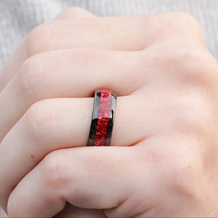 FREE Today: Warm Sunset – Handmade Synthetic Ruby 8mm Wedding Engagement Ring - image 2