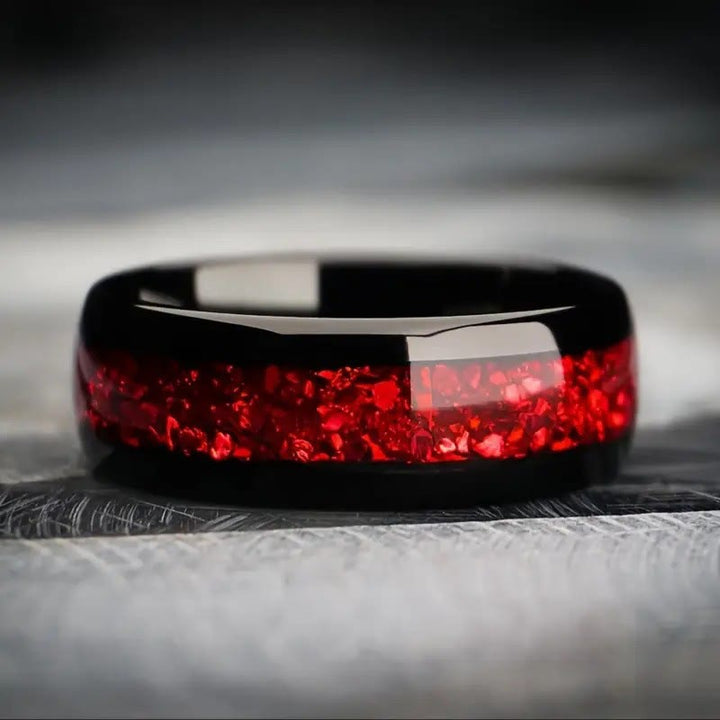 FREE Today: Warm Sunset – Handmade Synthetic Ruby 8mm Wedding Engagement Ring - image 6