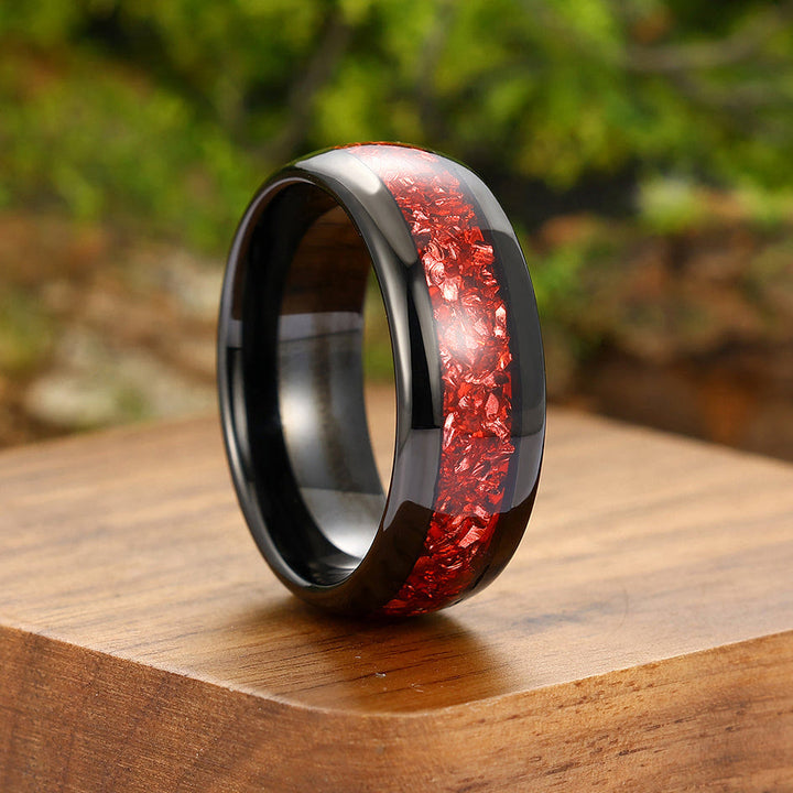 FREE Today: Warm Sunset – Handmade Synthetic Ruby 8mm Wedding Engagement Ring - image 3