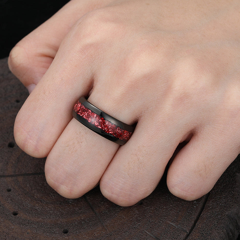 FREE Today: Warm Sunset – Handmade Synthetic Ruby 8mm Wedding Engagement Ring - image 1