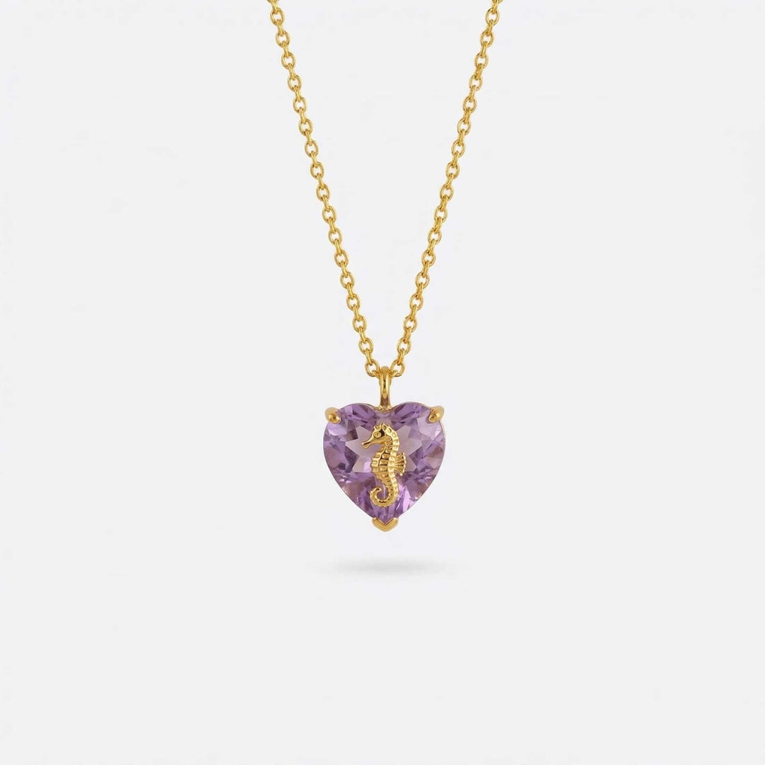 FREE Today: Ocean Creatures & Birthstone Heart Shaped Zircon Pendant Necklace - June-Seahorse - image 6