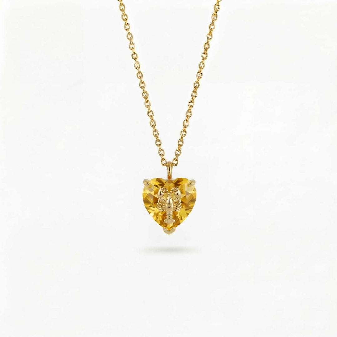 FREE Today: Ocean Creatures & Birthstone Heart Shaped Zircon Pendant Necklace - November-Lobster - image 11