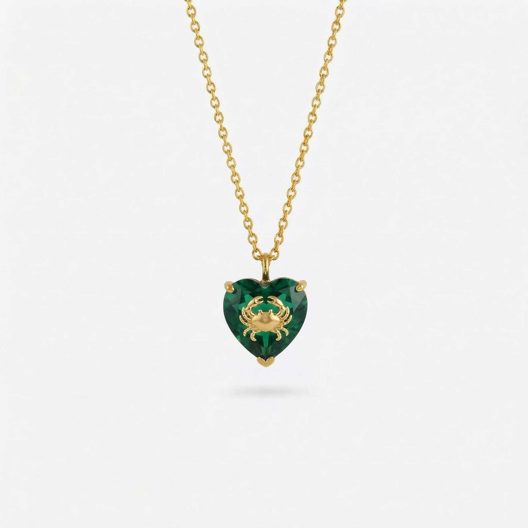 FREE Today: Ocean Creatures & Birthstone Heart Shaped Zircon Pendant Necklace - May-Crab - image 5