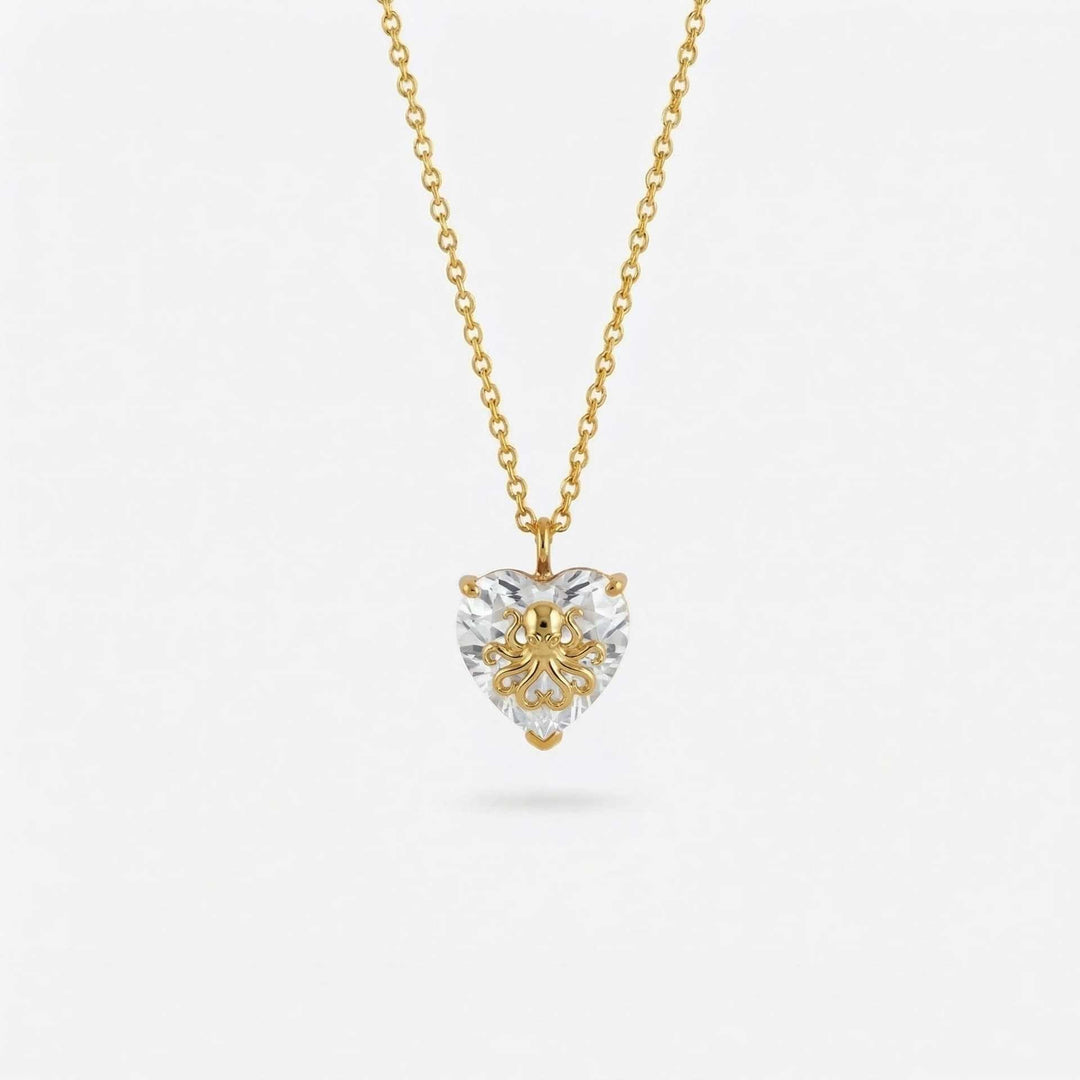 FREE Today: Ocean Creatures & Birthstone Heart Shaped Zircon Pendant Necklace - April-Octopus - image 4
