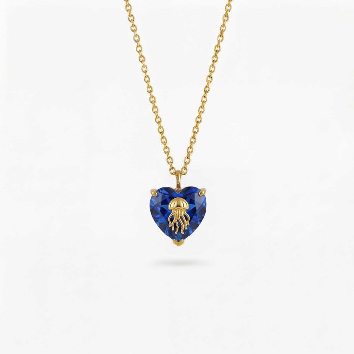 FREE Today: Ocean Creatures & Birthstone Heart Shaped Zircon Pendant Necklace - September-Jellyfish - image 9
