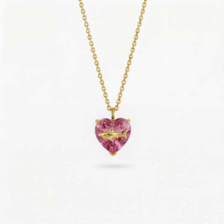 FREE Today: Ocean Creatures & Birthstone Heart Shaped Zircon Pendant Necklace - October-Shark - image 10